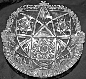 Antiguo cuenco de vidrio corte período brillante americano ABP estrellas de 7" - Imagen 1 de 5