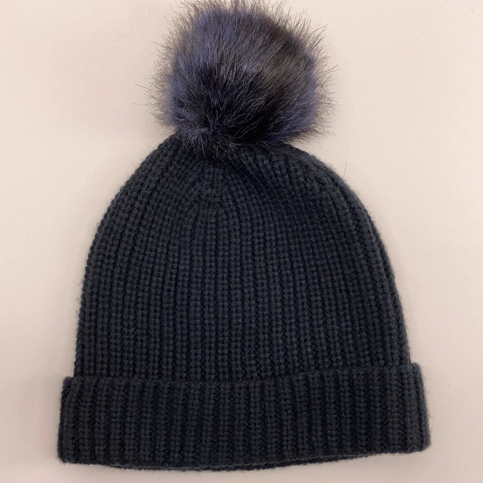 Sombrero de pompón de invierno tejido acanalado fino máquina Anne Taylor Foto 1 de 4