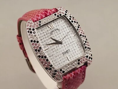 ADRIENNE VITTADINI BEAUTIFUL  PINK AND BLACK CZs QUARTZ WOMEN WATCH - Image 1 of 4