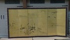KANO FURUNOBU(1696-1731,JAPANESE)LANDSCAPE W/GEESE SIX PANEL INK ON PAPER SCREEN