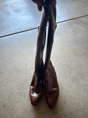 Botas de Colección Años 80 Charles David Neiman Marcus Cuero Marrón Hebilla Talla 6 1/2 Foto 1 de 4