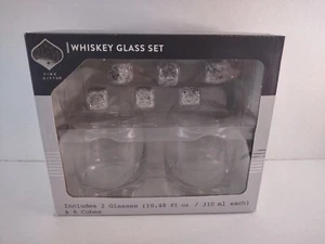 Dashing Fine Gifts Whiskey Glass Set of 2 Glasses w/ 6 Rock Cubes (10.48 fl oz). - Picture 1 of 3
