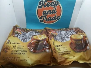 2 OLD TOWN WHITE COFFEE 3-IN-1 Classic INSTANT COFFEE 15 STICKS Each BB 06/25 - Picture 1 of 3
