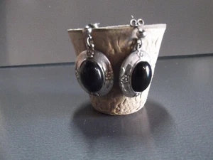 1 par de aretes antiguos de metal/acrílico con forma ovalada de 1,25" pulgadas - Imagen 1 de 7