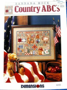 Dimensions 169 animals COUNTRY ABC's Barbara Mock 1989 cross stitch 4pg leaflet - Picture 1 of 1