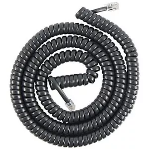 50' ft Modular Telephone Coiled Handset Cord Black 50 Feet Replacement - New - Picture 1 of 1