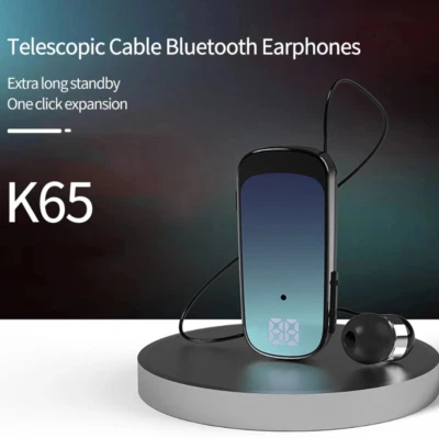 AURICOLARE CUFFIE BLUETOOTH WIRELESS RETRATTILE CLIP VIBRAZIONE iOS ANDROID LED - Immagine 1 di 4