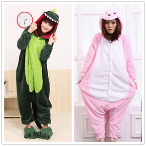 Green Pink Dinosaur Unisex Onesiee Kigurumi Fancy Dress Costume Hoodies Pyjamas