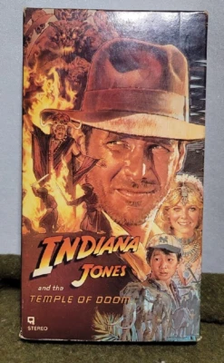 Indiana Jones and the Temple of Doom 1984 Harrison Ford black back VHS - Image 1 of 4