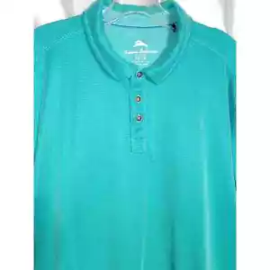 Tommy Bahama weiches Poloshirt mit 3 Knöpfen meerblau grün - Bild 1 von 7