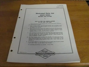 Briggs & Stratton MS-3952-38 Models 80700 & 81700 Illustrated Parts List - Imagen 1 de 5
