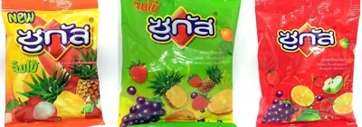 3 X Chewy Candy Thai Fruit Juice Sugus Desserts Snack Sweet 45g Pineapple Lychee - Изображение 1 из 4