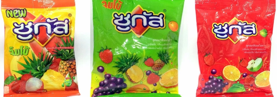 3 X45 G Sugus Jumbo Lychee and Pineapple Flavoured Chewy Candy With Fruit Juice