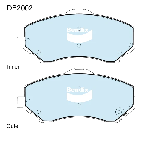 Комплект передних тормозных дисковых колодок Bendix DB2002 4WD для Chrysler Dodge Jeep - Изображение 1 из 2