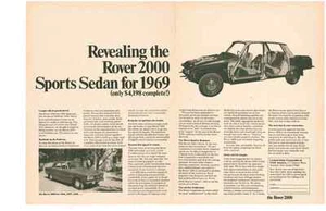 1969 ROVER 2000 SPORTS SEDAN  ~  VINTAGE ORIGINAL 2-PAGE PRINT AD - Picture 1 of 1
