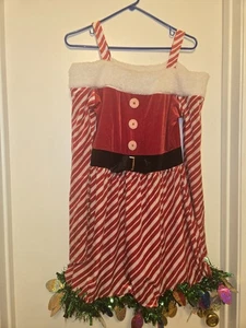 Zuckerstange Streifen Weihnachtskleid Kostüm Erwachsene M Schulterfrei Langarm - Bild 1 von 8