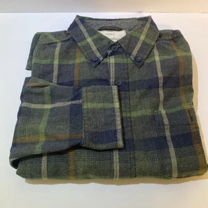 Weatherproof Vintage Flannel Shirt Med. Men's Green Plaid Button Down Long D1 - Picture 1 of 5