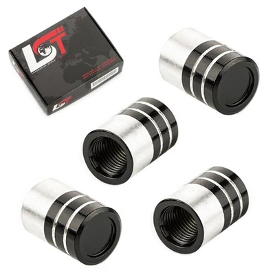 4x Tapa antipolvo Aluminio Forma de cilindro Tapa de válvula de neumático Plateado Negro para Jeep Foto 1 de 4