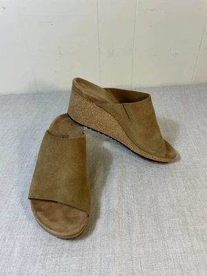 Birkenstock Papillio Namica Shoes heels 6.5 Tan Suede Wedge Cork Sandals slides - Image 1 of 4