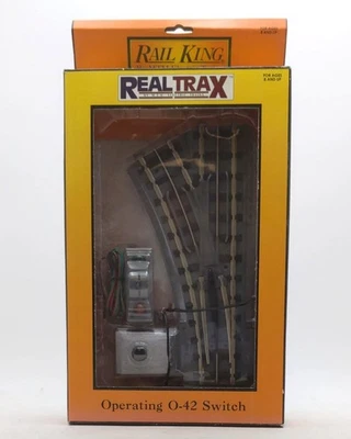 MTH 40-1044 O42 RealTrax Nickel Silver Left Hand Remote Switch Turnout LN/Box - Image 1 of 4