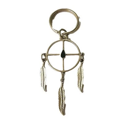 Chaveiro Dream Catcher ônix lágrima incrustado vintage tom prata - Imagem 1 de 4