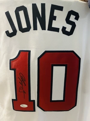 Chipper Jones Autographed White Majestic Authentic MLB Jersey Size 54 JSA LOA - Image 1 of 4