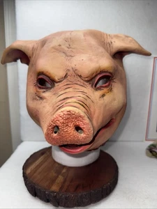 Pig Mask Scary Halloween Costume Latex Animal Head Mask Adult Size - Picture 1 of 6