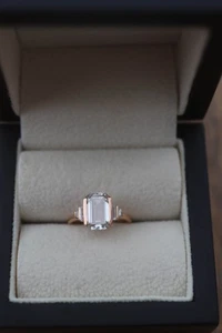 2.51 carat Diamond Ring (Lab Grown) Emerald Cut 18KT Rose Gold Band- Certified - Picture 1 of 6