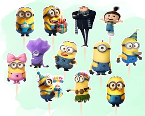 12 MINION CUPCAKE TOPPERS/TOPPERS DE COMIDA, PASTEL DE FIESTA DE CUMPLEAÑOS - Imagen 1 de 5