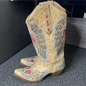 Corral Herz Engelsflügel Frieden Cowboystiefel 8,5 M - Bild 1 von 6