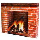 Christmas Cardboard Fireplace Prop- 3D Artificial Red Brick Cardboard Firepla...