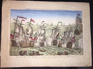 VUE D'OPTIQUE RENCONTRE FRANCAIS AVEC LES ANGLAIS DANS LA MEDITERRANEE XVIIIEME. - Picture 1 of 4