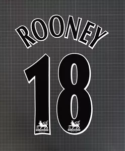 Rooney #18 1997-2007 Spielergröße Premier League schwarz Namenssatz Lextra - Bild 1 von 1