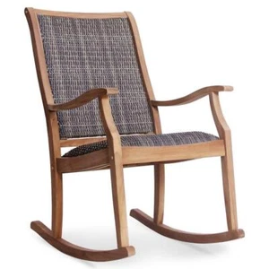 Cambridge Casual Outdoor Rocking Chair Auburn Solid Teak Brown UpholsteryCushion - Picture 1 of 7