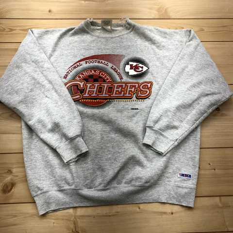 Vintage Trench Ultra Gray Kansas City Chiefs Crewneck Sweatshirt Adult Size XL Cover