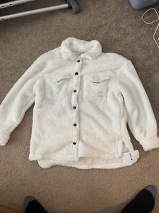Girls Hurley Lurex Sherpa Shacket -White Size Large MSRP $55 - Picture 1 of 6