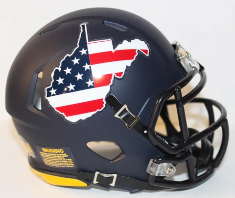 2020 WVU West Virginia Mountaineers Custom Riddell Mini Helmet vs TCU Cover