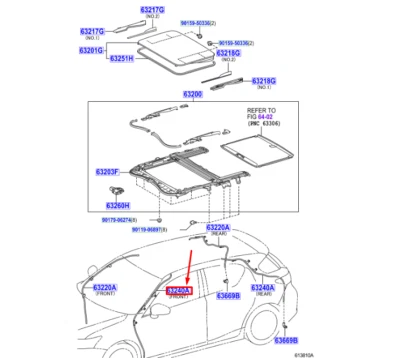 LEXUS CT ZWA10 Left Sliding Roof Drain Hose 6324076010 NEW GENUINE - Image 1 of 2
