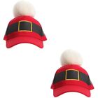 2pcs Funny Christmas Baseball Cap Adjustable Christmas Hat with Plush Ball