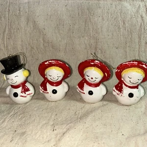 Vintage Ceramic Snowman Christmas Ornaments Japan (4) - Picture 1 of 6