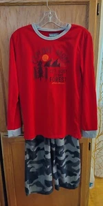 Eddie Bauer L 14-16 kids Fleece Pants Long Sleeve T Shirt Pajama Set - Picture 1 of 1