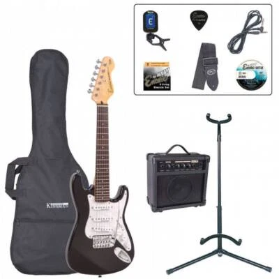 Encore EBP-E375BLK tamaño 3/4 eléctrico Conjunto de guitarra - negro Foto 1 de 4