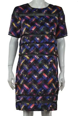 Vestido para mujer Cynthia Rowley talla 6 azul floral Go Shift hasta la rodilla manga corta Foto 1 de 4