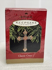 Hallmark Keepsake Ornament 1997 Classic Cross Precious Metal Blue Red - Picture 1 of 4