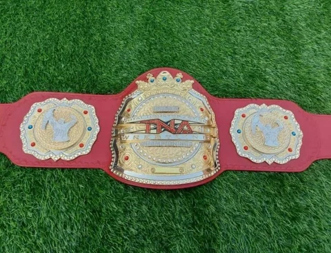 TNA Wrestling Championship Non Stop Action RED Title Belt Adults 2 mm Zinc Cover