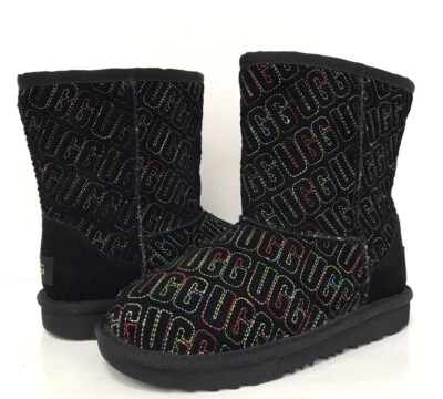 New UGG Classic II Graphic Stitch Kids Youth Boots 1112383K Black Sz 13 1 -5 - Image 1 of 4