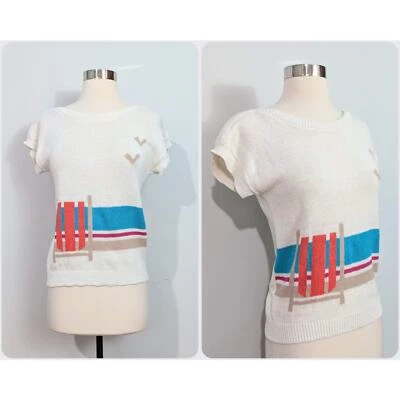Koret Petites 80s Beach Short Sleeved Sweater - Image 1 of 4