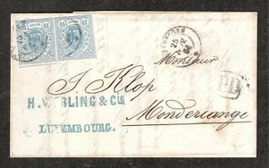 Luxembourg 1861 Brief von Luxembourg nach Mondercange (Luxembourg) mit Paar Nr.6 - Bild 1 von 4