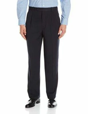 Adolfo 男式正装裤长裤蓝色单褶 Micro Tech 34W x 32L — 第 1/3 张图片