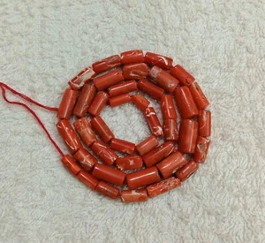 16"INCHES 100%!! Natural Italian Coral pipe Beads,AA quality,Size 4x8 to 6x12mm. - Picture 1 of 8